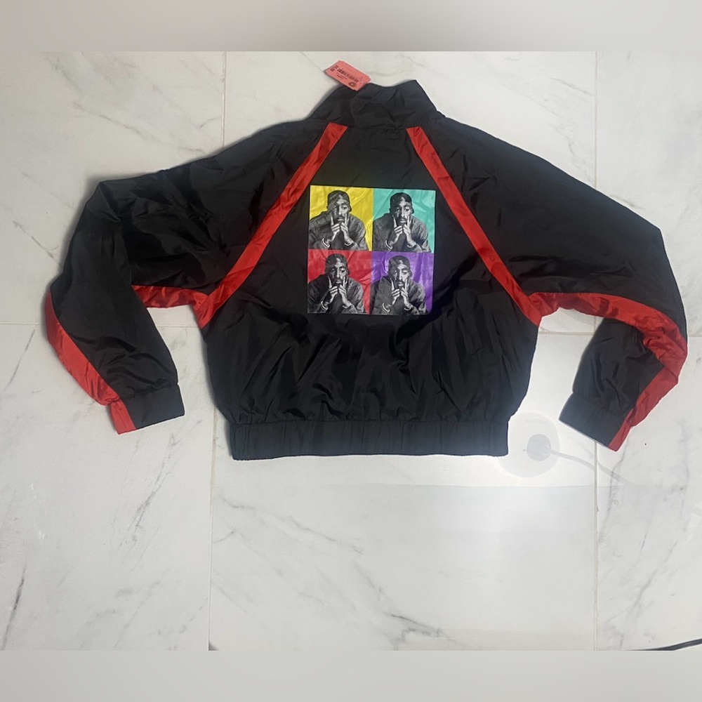 Chemistry 2Pac Poetic Justice Windbreaker Jacket Black Red Women's Medium